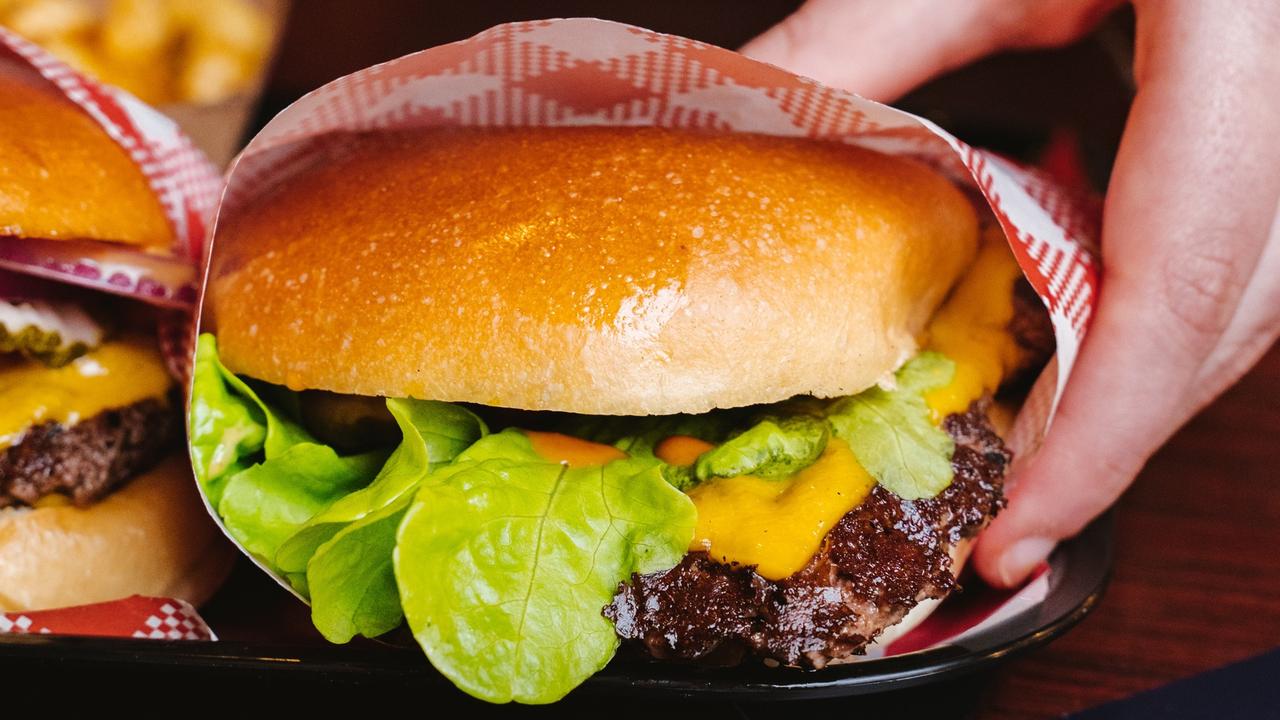 A beef burger at Benny's Burgers.