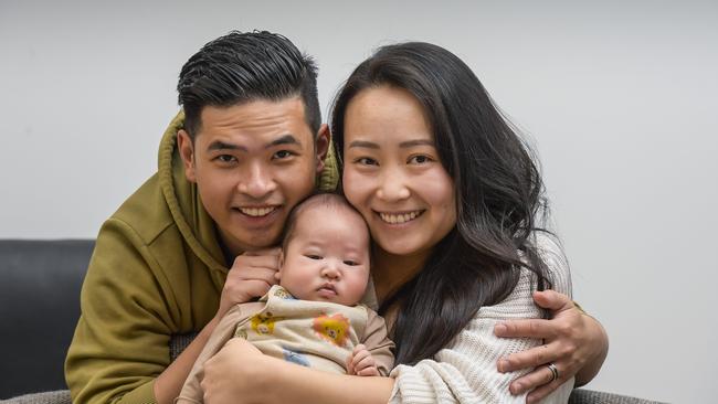 Finalist Lawrence Gubatina and mum, Vy and dad, Francis at home. Picture: RoyVPhotography