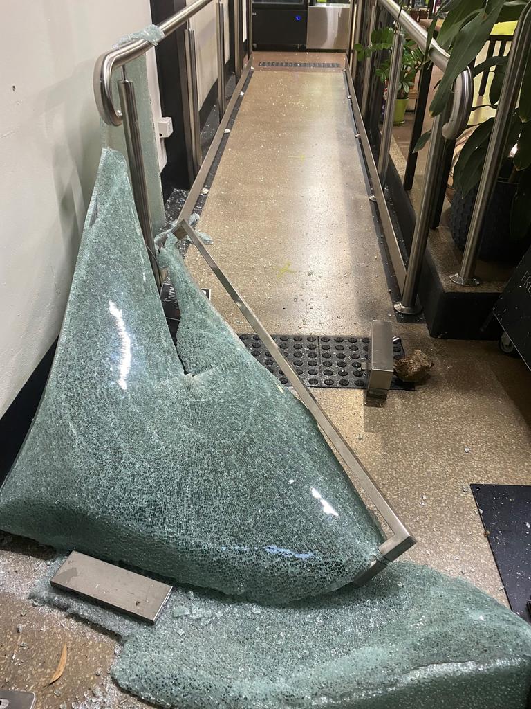 The Harvest Press owner Marian Flynn arrived at her beloved store in the early hours of Tuesday morning to find shattered glass sprayed across the shop floor. Picture: Floss Adams.