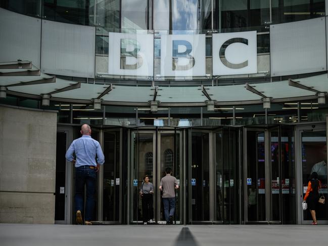 LONDON, ENGLAND - JULY 10: A general view of the front of BBC Broadcasting House on July 10, 2023 in London, England. Last week, the Sun newspaper published allegations that a BBC presenter had paid tens of thousands of pounds to a teenager in exchange for explicit photos. The broadcaster has said that a male presenter has been suspended while it conducts an investigation. (Photo by Leon Neal/Getty Images)