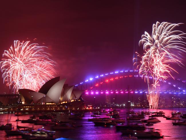 The midnight fireworks are seen from Mrs Macquarie's Chair during New Year's Eve celebrations in Sydney, Wednesday, January 1, 2020. (AAP Image for City of Sydney/Mick Tsikas) NO ARCHIVING, EDITORIAL USE ONLY