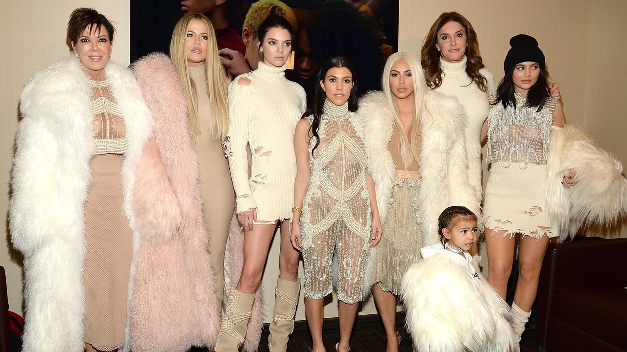 Kris Jenner, Khloe Kardashian, Kendall Jenner, Kourtney Kardashian, Kim Kardashian West, North West, Caitlyn Jenner and Kylie Jenner pictured in 2016. Picture: Kevin Mazur/Getty Images for Yeezy Season 3