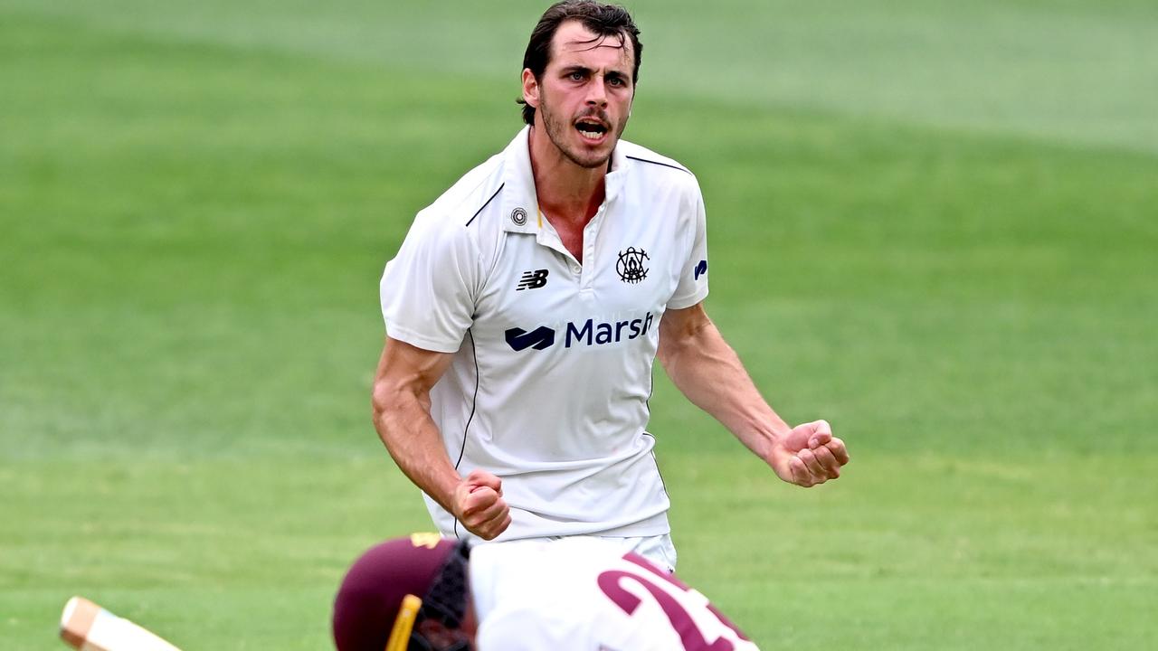 Lance Morris took five wickets in the recent Shield game against Queensland. Picture: Bradley Kanaris/Getty Images