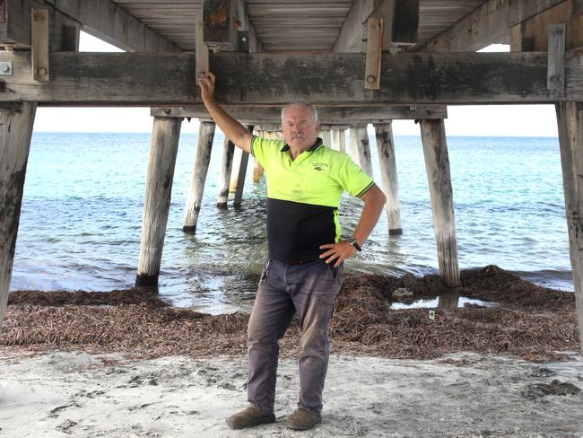 Save our Jetties campaign -  At Port Neil Jetty, Tumby Bay District Council Mayor, Geoff Churchett. 12 March 2024. Picture Dean Martin