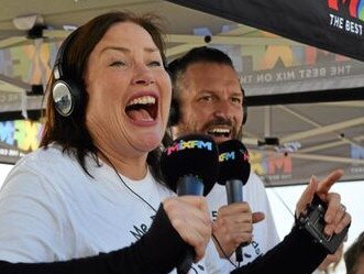 92.7 Mix FM breakfast announcers Caroline Hutchinson (left).