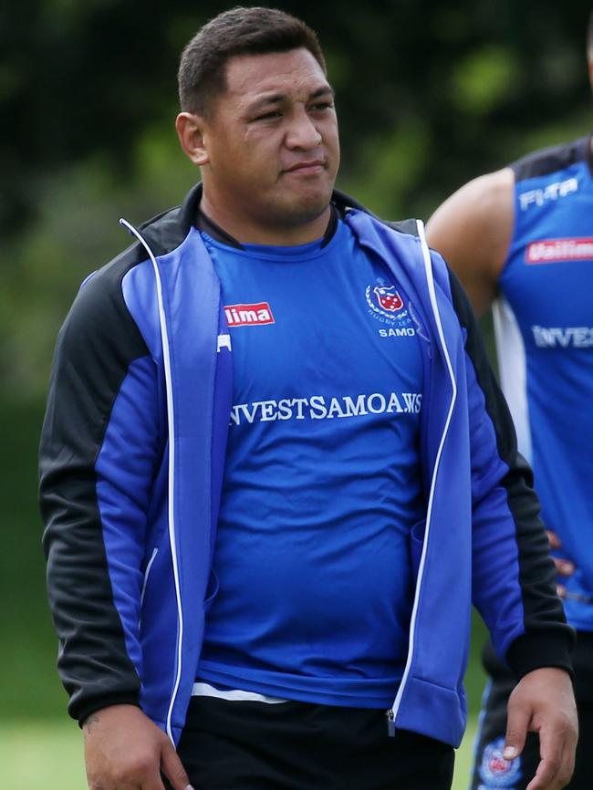 Josh Papalii at Samoa training last November. Photo: Stewart McLean