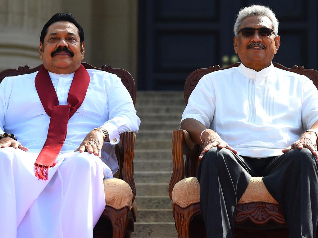 President Gotabaya Rajapaksa (R) and his brother Mahinda Rajapaksa. Picture: Ishara S Kodikara/AFP