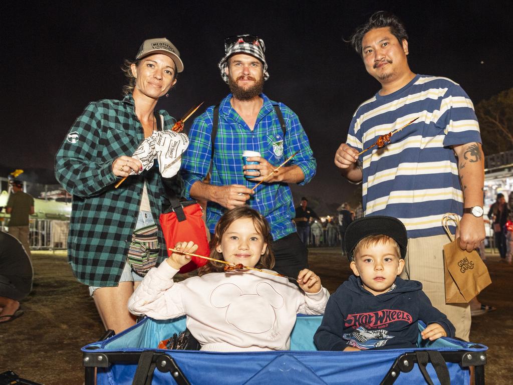 At Meatstock are (from left) Jess Lee, Eden Lee, Aaron Lee, Ardie Lee and Rodney Quach at Toowoomba Showgrounds, Saturday, March 9, 2024. Picture: Kevin Farmer