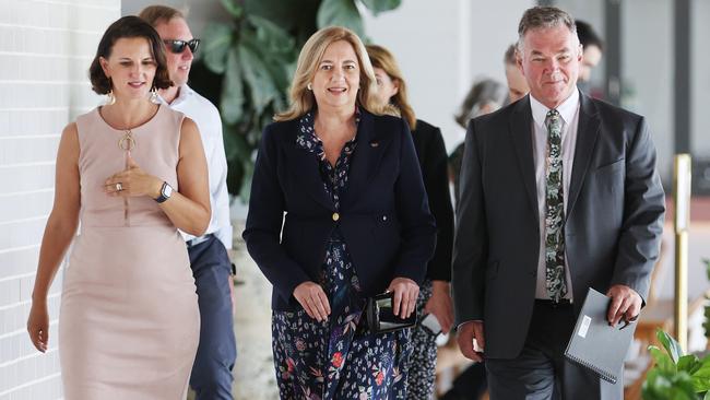 Claudia Brumme-Smith, Annastacia Palaszczuk and Scott Stewart in Townsville this month. Picture: Annette Dew