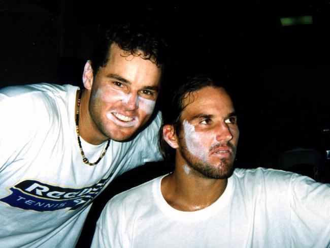 Mentors Paul Kilderry and Pat Rafter. Picture: Mark Keil