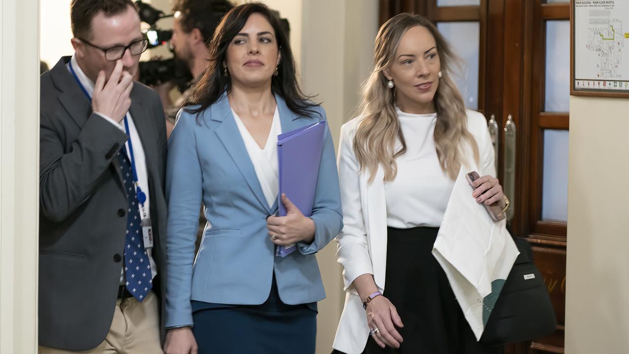 Moira Deeming arriving at the Victorian Liberal MPs meeting to vote on leader John Pesutto's bid to expel her. Picture: Luis Ascui