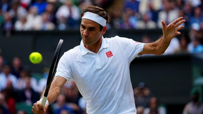 Roger Federer during his men's Singles Quarter Final match against Hubert Hurkacz.