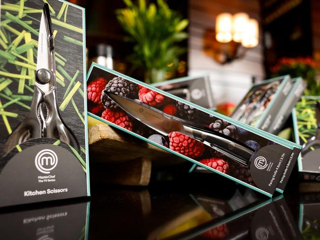 Coles also announced a range of stainless steel MasterChef-brand knives to include scissors and an electric mini chopper. Picture: Hanna Lassen/Getty