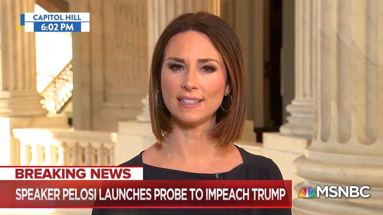 Reporter Heidi Przybyla revealed Donald Trump’s plea to Nancy Pelosi on the phone. Picture: MSNBC