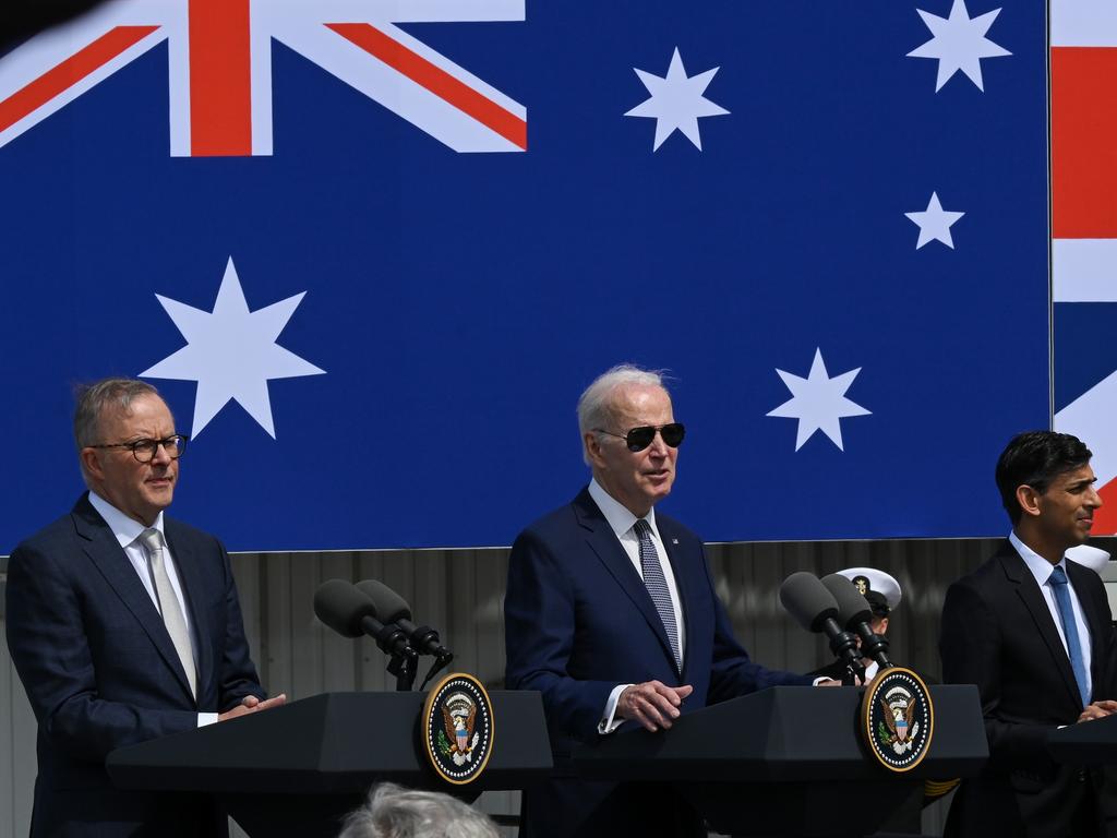 Prime Minister Anthony Albanese, US President Joe Biden, and UK PM Rishi Sunak.