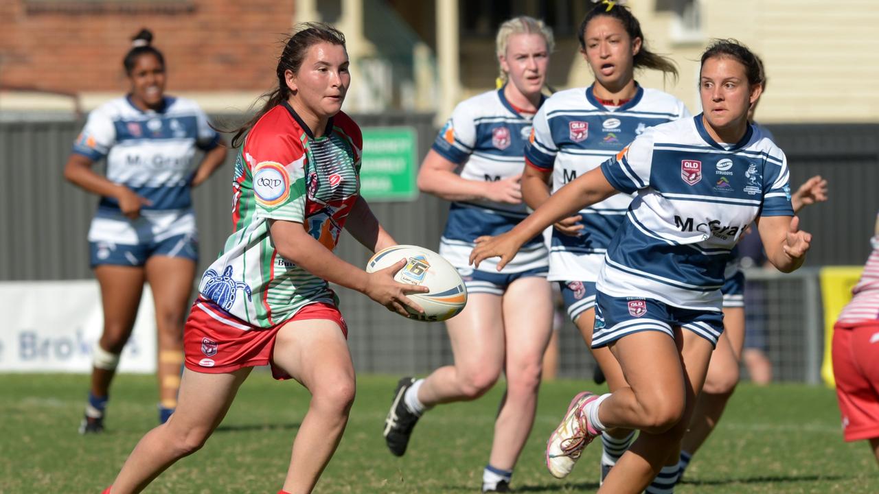 Sarah Field, pictured on the attack with Emu Park, will play for the Reef team on Saturday night.