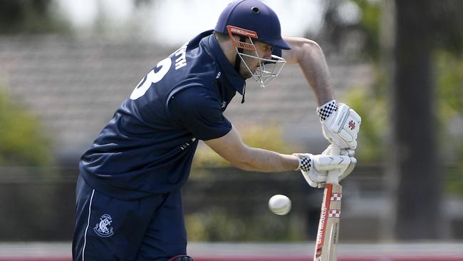 Harrison Smyth on his way to a century for Carlton against Essendon. Picture: Andy Brownbill