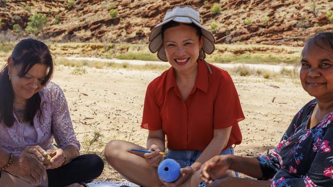 Poh Ling Yeow at Hermannsburg prior to her announcement as the Territory’s newest ambassador, January 2025. Picture: Supplied