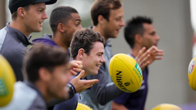 Fremantle midfielder Lachie Neale, middle, could be a reliable replacement for Patrick Dangerfield. Picture: Matt Turner.