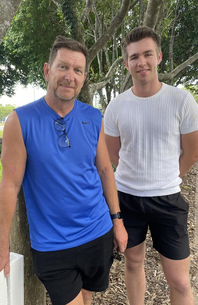 Kallangur resident Mike Vanacken and his son Jacob at the Murrumba Downs polling booth. Picture: Iwan Jones