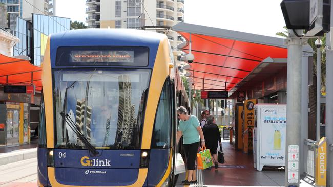 Light rail — David Edwards loves it. Picture Glenn Hampson