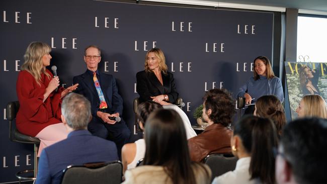 Vogue Australia hosted an exclusive event for October's cover star Kate Winslet ahead of the release of her new film Lee. The panel included (left to right) Kate Solomon, Antony Penrose, Kate Winslet, Edwina McCann. Picture: Caroline McCredie