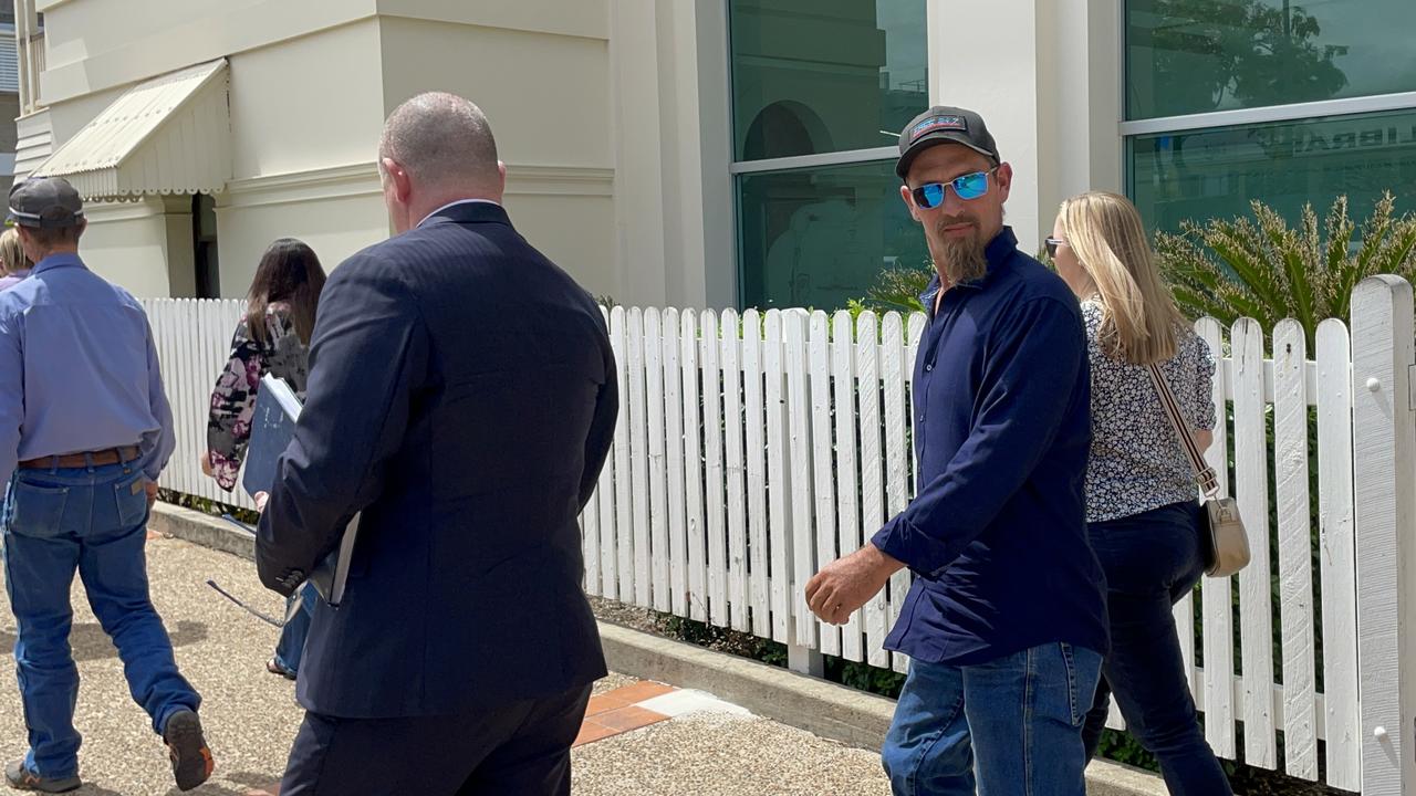 Relatives and friends of the Schwarz and Tighe families attend Bown Magistrates Court for the latest mention for Darryl Valroy Young, charged with murdering Mervyn and Maree Schwarz and Graham Tighe and the attempted murder or Ross Tighe on August 4, 2022 at Bogie. Picture: Janessa Ekert