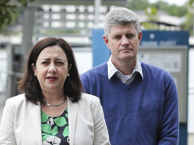 Premier Annastacia Palaszczuk and Local Government Minister Stirling Hinchliffe. Picture: Mark Cranitch