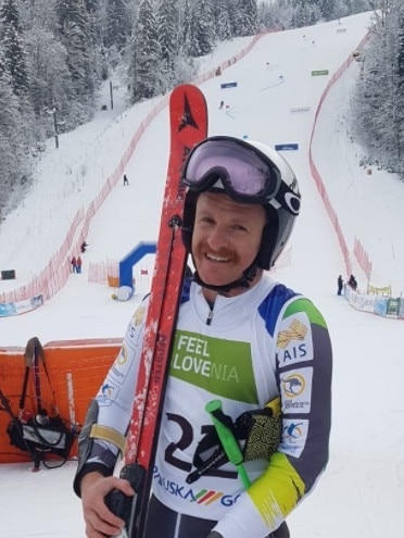 Mitch Gourley at the top of the Giant Slalom course.