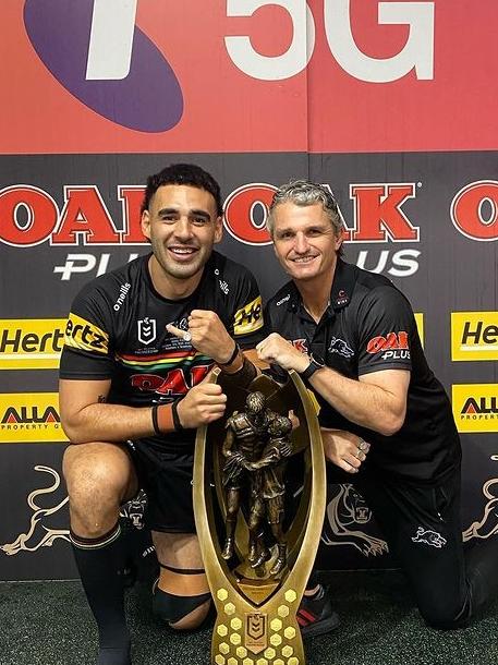 Panthers Grand Final player Tyrone May and Ivan Cleary after the 2021 Grand Final.