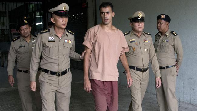 Hakeem al-Araibi leaves the criminal court in Bangkok. Picture: AP