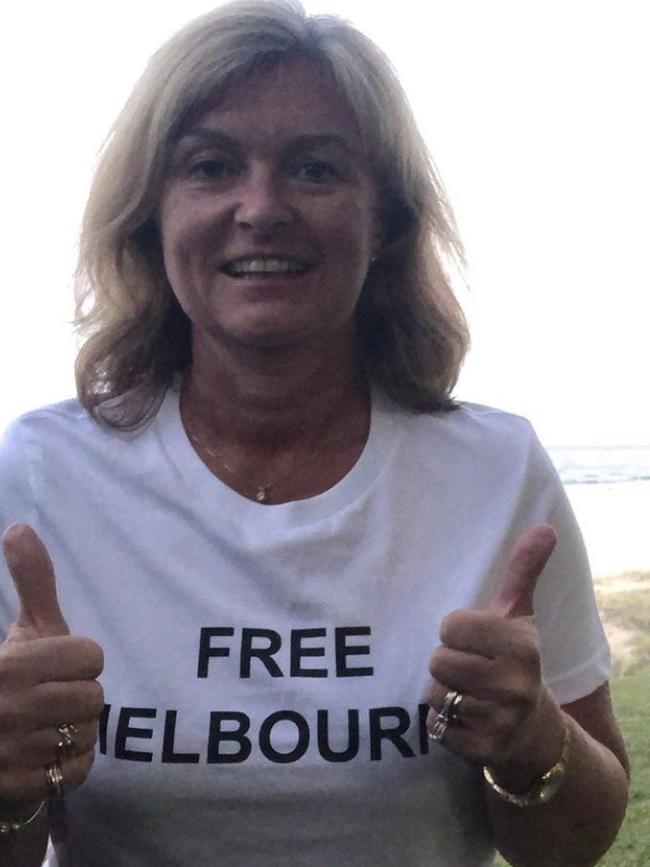 Karen from Brighton wearing a Free Melbourne T-shirt