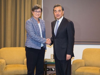 Penny Wong meets Wang Yi in Canberra in 2017.