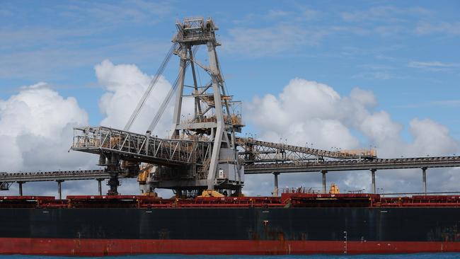 A coal ship is seen at the Abbot Point coal port in Bowen in Queensland. Picture: Getty Images