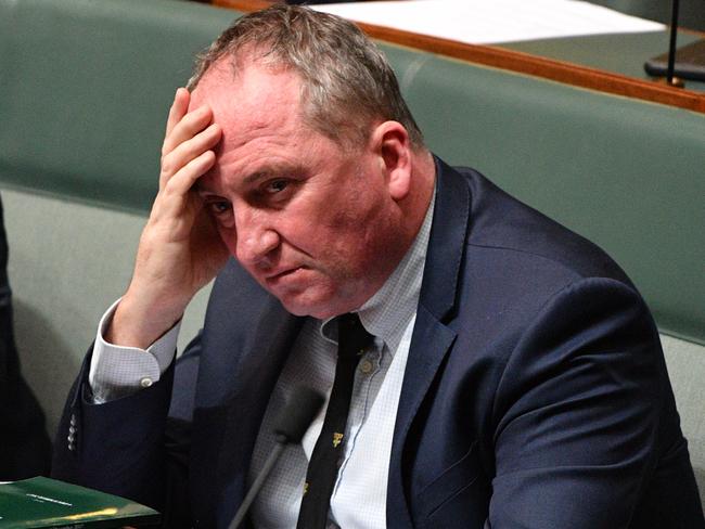 Former deputy prime minister Barnaby Joyce during Question Time in the House of Representatives at Parliament House in Canberra, Wednesday, June 27, 2018. (AAP Image/Mick Tsikas) NO ARCHIVING