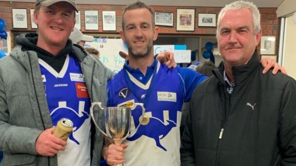 James Petrie, 33 (centre) was a stalwart of the Waubra Kangaroos Football Netball Club in Ballarat.