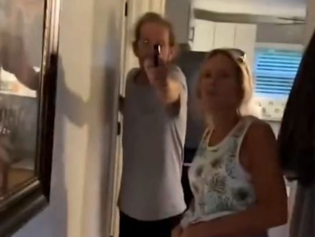 A still from the video in which Jeffrey 'Scott' West shoots his partner's taunting son, Kyle Spitze. Picture: Supplied