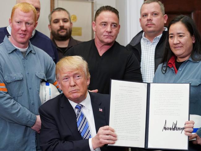 Mr Trump said his move was about protecting US workers. Picture: Mandel Ngan/AFP
