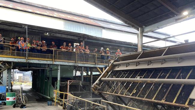 The final bin to be crushed at the at Mossman Mill last week. Picture: Far North Milling