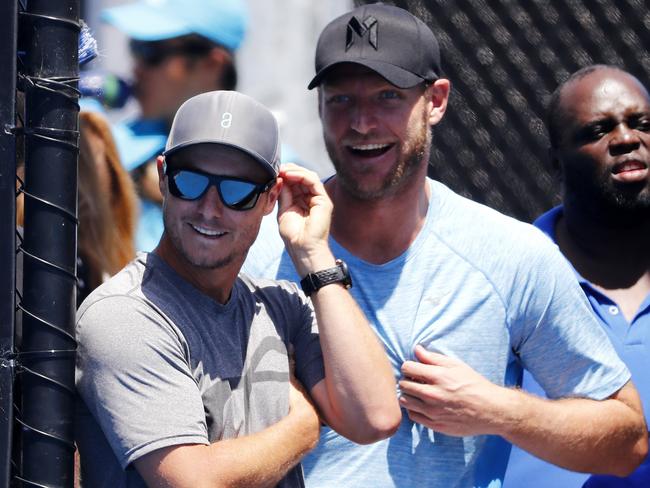 Lleyton Hewitt keeping a close eye on the talent at Melbourne Park. Picture: Michael Klein