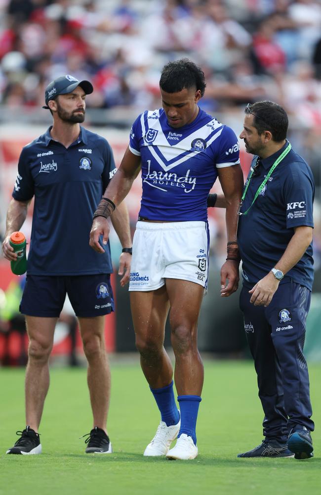 Stephen Crichton failed to finish the game due to cramps. Picture: Getty Images