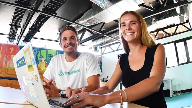 Paul Rowsthorn and Bibi Jellema co-founders of Airguides, a local tourism tech start-up business. Picture: Patrick Woods.