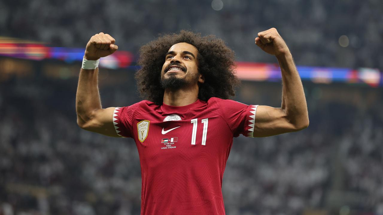 Akram Afif scored a hat-trick in the Asian Cup final. (Photo by Robert Cianflone/Getty Images)