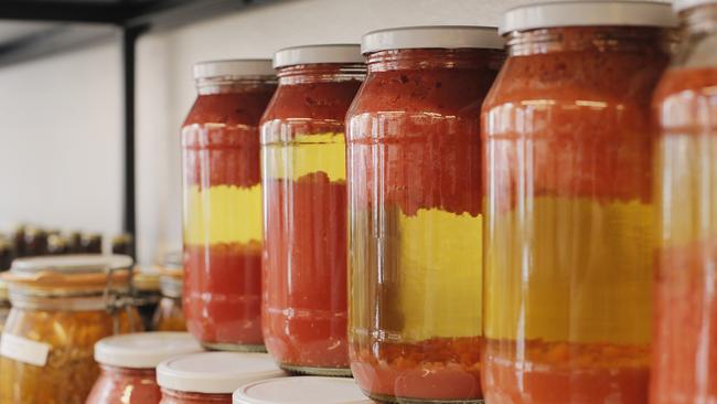 Preserves and ingredients ready and waiting for the Agrarian Kitchen restaurant to open at Willow Court, New Norfolk. Picture: MATHEW FARRELL