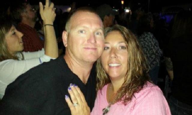 Off-duty Arizona firefighter Kurt Fowler, left, was shot in the leg shielding his wife, Trina, right, from the bullets. Source: GoFundMeSource:Supplied