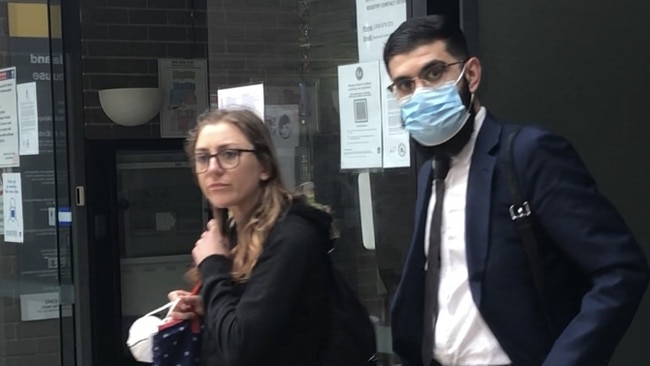 Kahle Watman (left) with her solicitor at Sutherland Local Court.