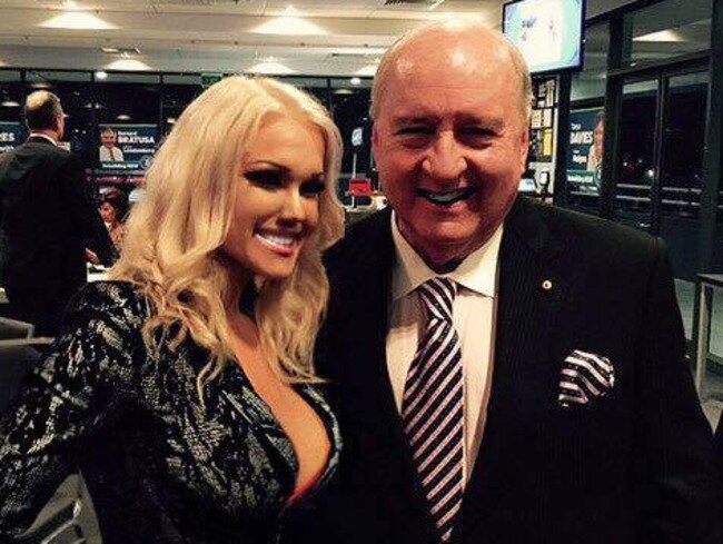 Tammy Candy poses for a photo with 2GB host, Alan Jones. Source: Facebook