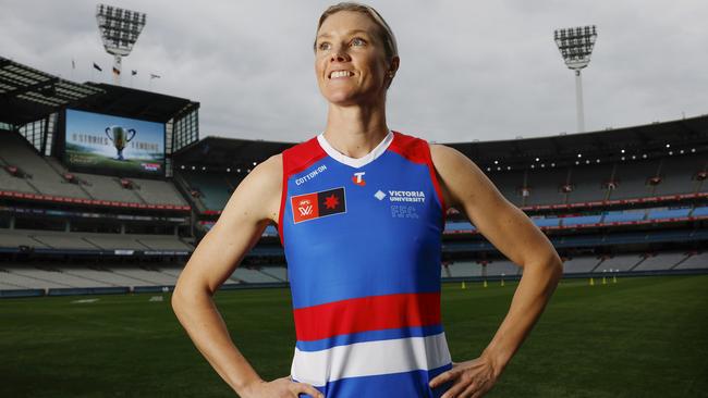 Elle Bennetts’ 51st AFLW game will be her first competitive game on the MCG – unless you count a halftime Auskick match in the 1990s. Picture: Michael Klein