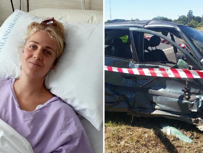 Young woman lucky to be alive after two-car smash on Sunshine Coast