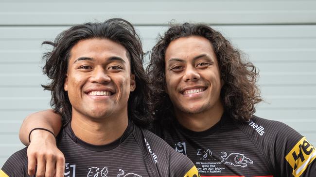 28-09-2021 Penrith Panthers players at Novetel Twin Waters on the Sunshine Coast ahead of the 2021 Grand Final. Brian To'o and Jarome Luai. PICTURE: Brad Fleet